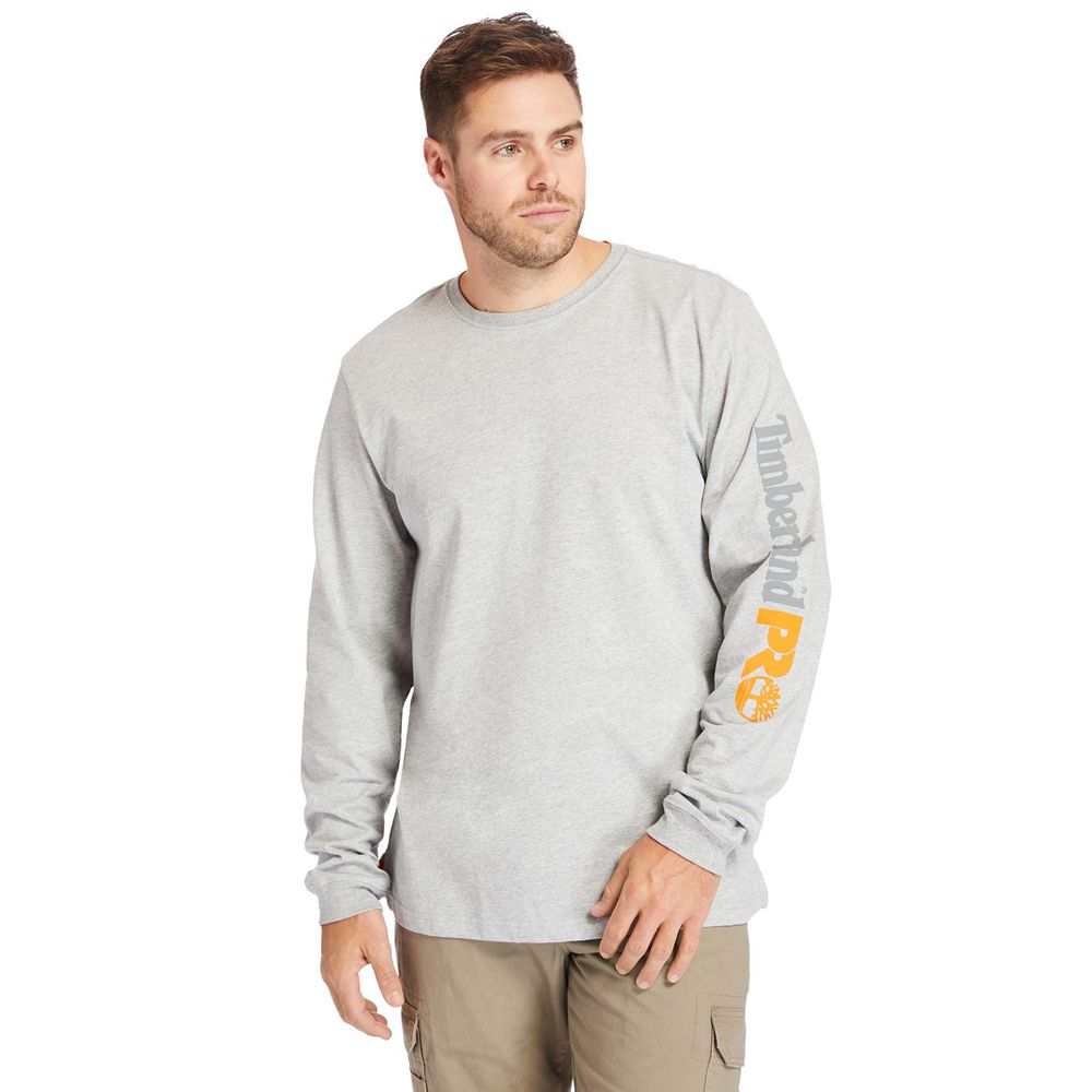 Timberland Mens T-Shirts PRO® Big & Tall Base Plate Long-Sleeve Wicking - Grey - India RO6204581